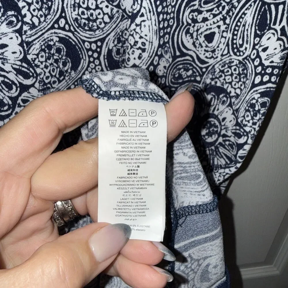 Michael Kors Blue Patterned Dress - Size L - Picture 3 of 6